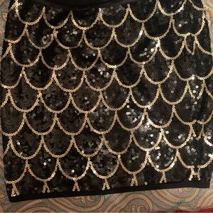 Cristinalove Black and Gold Sequin Mini Skirt
